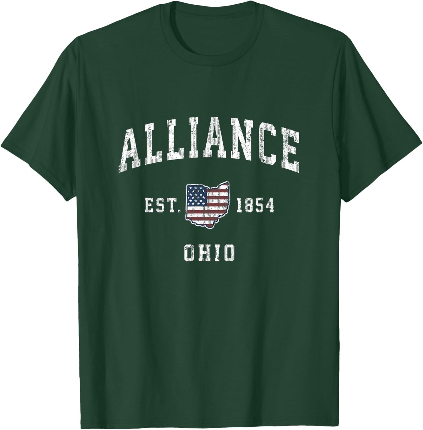 Alliance Ohio OH Vintage American Flag Sports Design Women Kids Men T-Shirt - T-Shirt | Forest