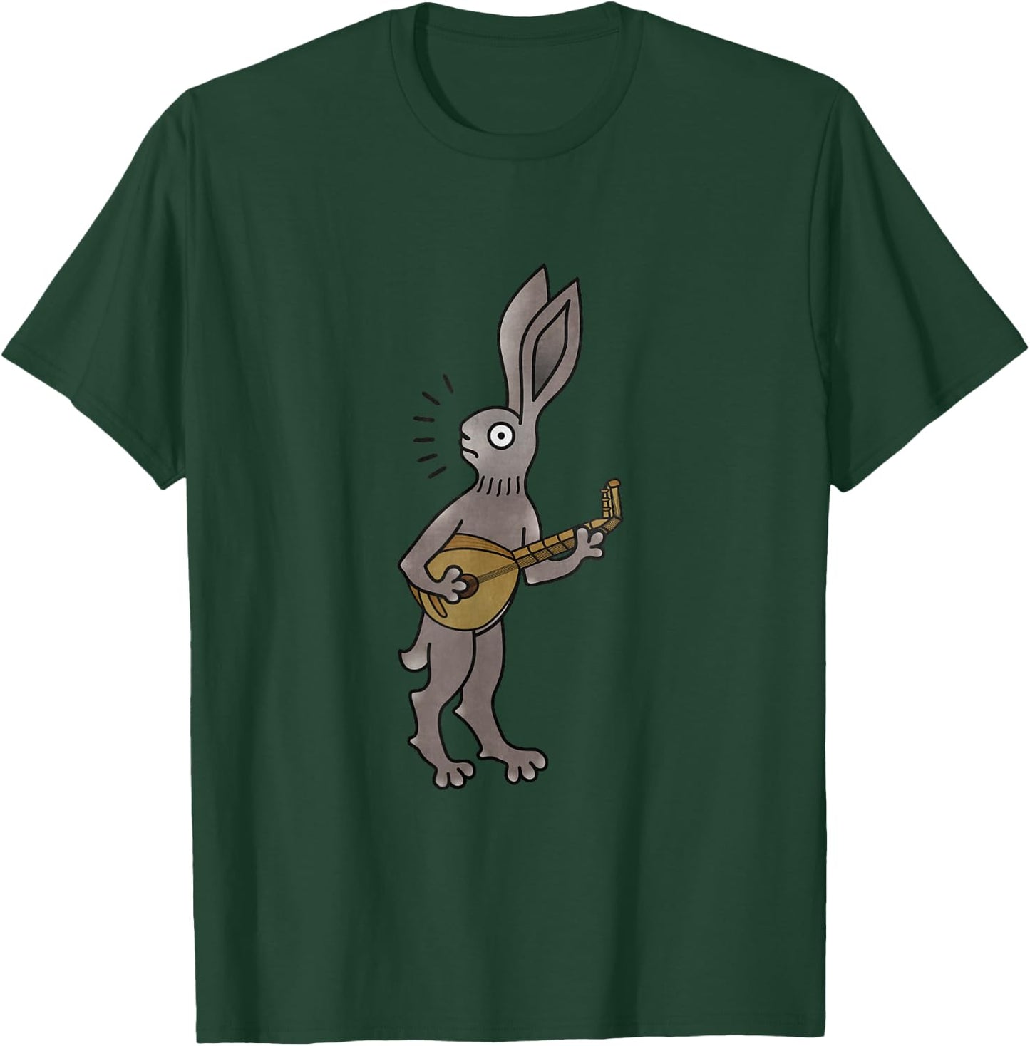 Troubadour rabbit with lute Medieval Marginalia MargiKnights T-Shirt - T-Shirt | Forest