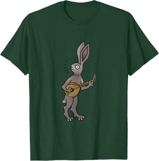 Troubadour rabbit with lute Medieval Marginalia MargiKnights T-Shirt - T-Shirt | Forest
