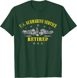 U.S Submarines Service Retired Veteran Military Patriotic T-Shirt - T-Shirt | Forest