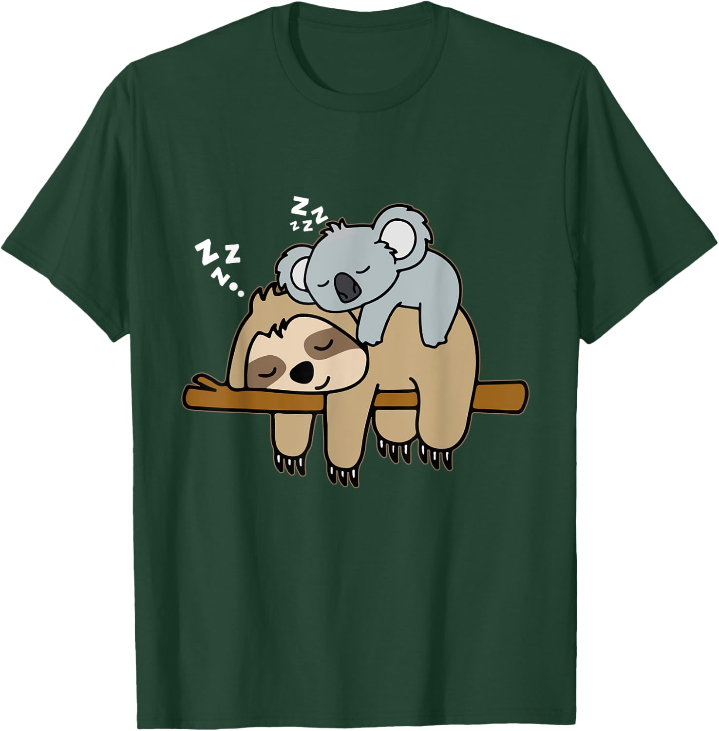 Funny Cute Lazy Sloth & Baby Koala Mama Bear Nap T-Shirt - T-Shirt | Forest