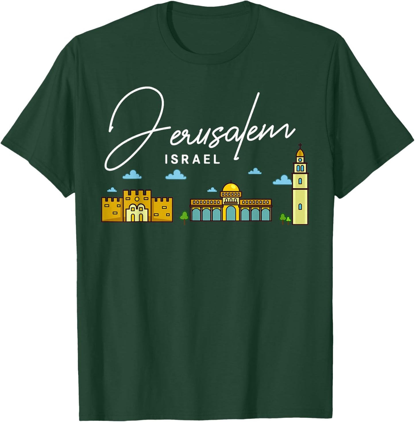 Jerusalem Israel City Skyline Map Travel T-Shirt - T-Shirt | Forest