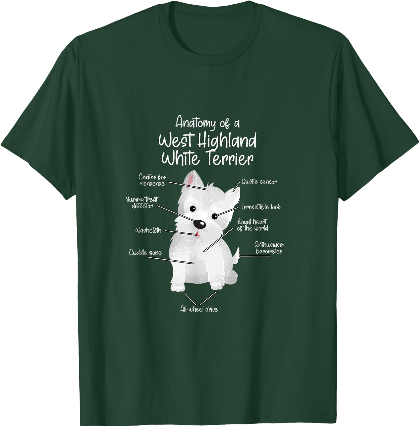 Anatomy of a West Highland White Terrier | Westie Dog dogs Men Women Girls Kids T-Shirt - T-Shirt | Forest