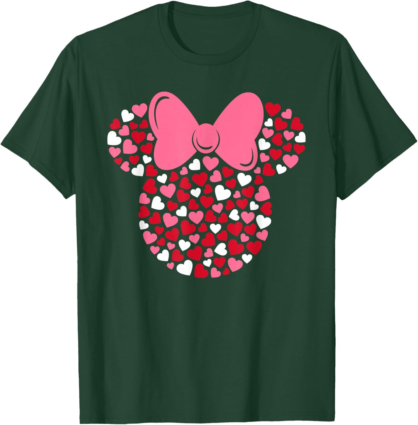 Disney Minnie Mouse Icon Pink Hearts Valentine's Day , Black, Small T-Shirt - T-Shirt | Forest