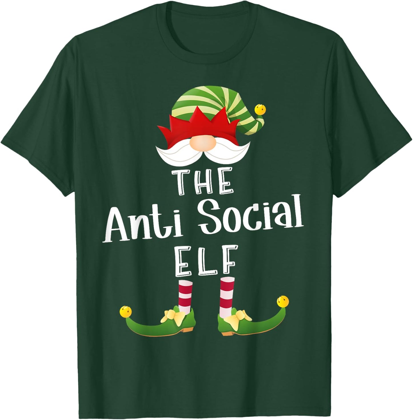 Anti Social Elf Group Christmas Funny Pajama Party T-Shirt - T-Shirt | Forest