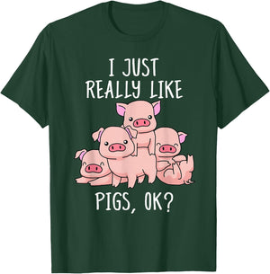 Love Pig Shirt Women Pig Gifts Pigs Men Cute Swine T-Shirt - T-Shirt | Forest