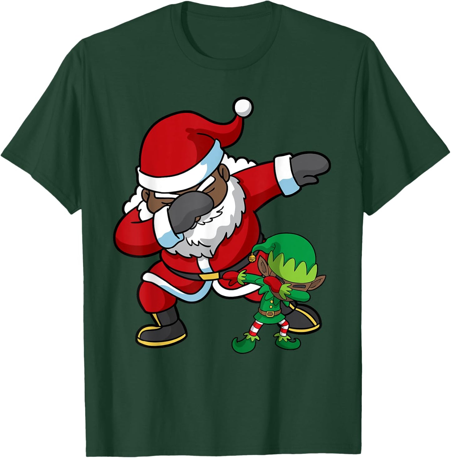 Christmas African American Dabbing Santa Claus Elf Dab Gift T-Shirt - T-Shirt | Forest