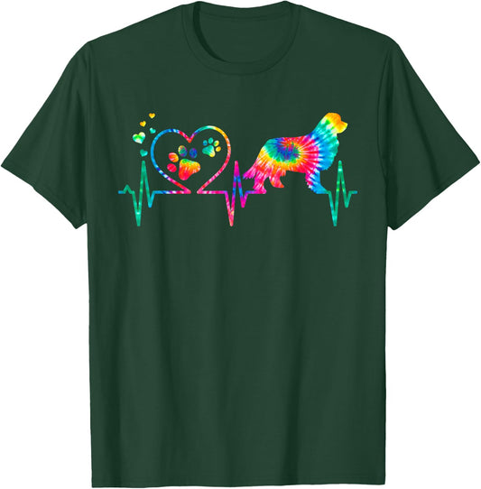 Newfoundland Newfie Mom Dad Heartbeat Tie Dye Dog Gift T-Shirt - T-Shirt | Forest