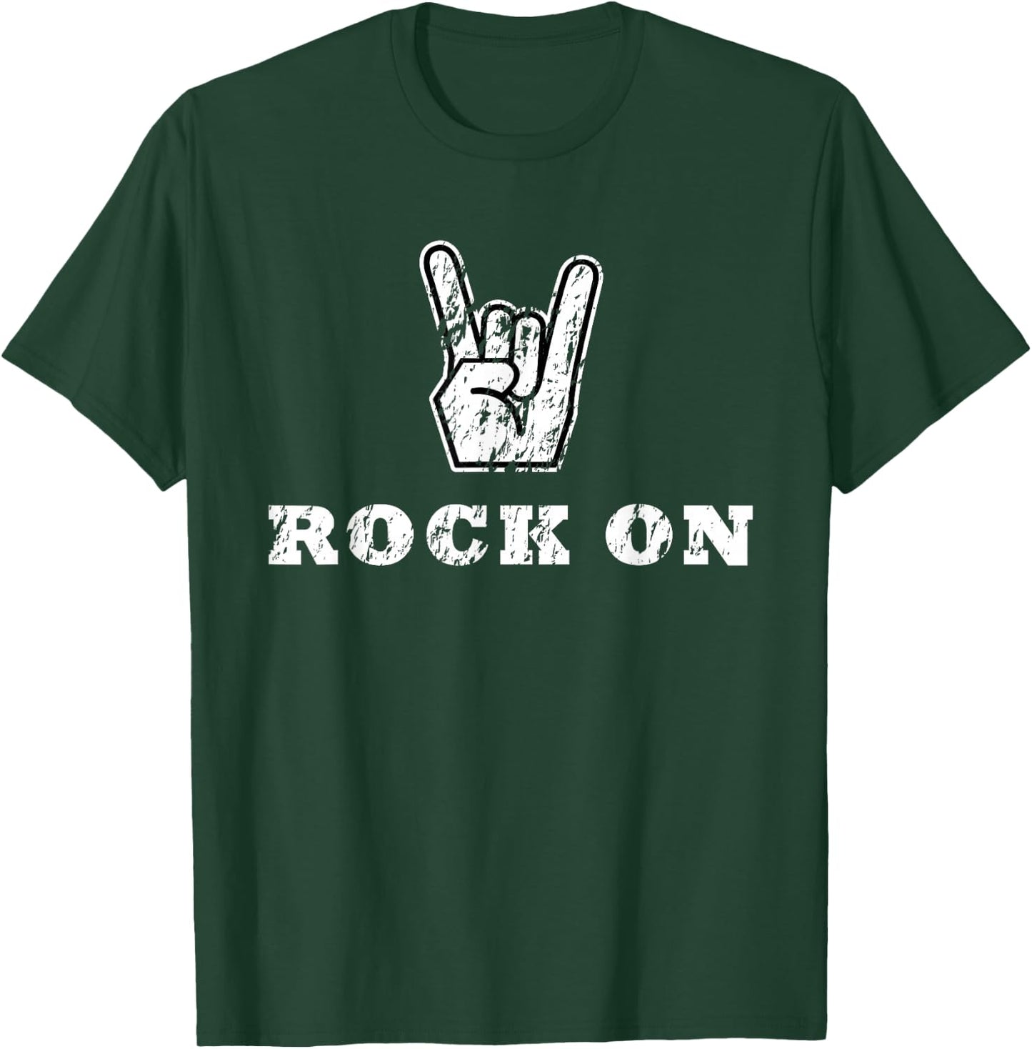 Distressed Party Crazy Fun Hand Gesture Rock On Text T-Shirt - T-Shirt | Forest