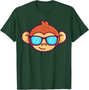 Cute Monkey With Sunglasses For Kids Who Love Monkeys T-Shirt - T-Shirt | Forest
