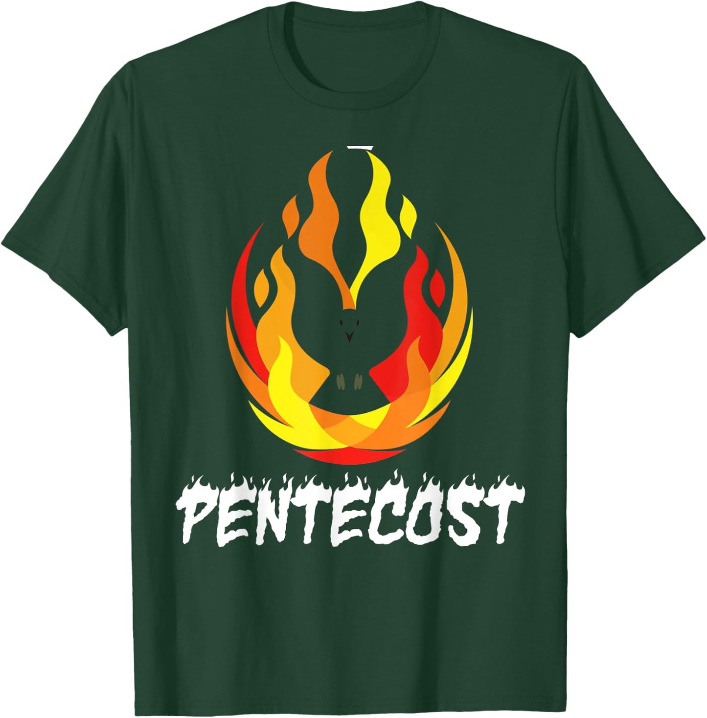 Pentecost Doves Tongues of Fire Flame Acts Holy Spirit T-Shirt - T-Shirt | Forest