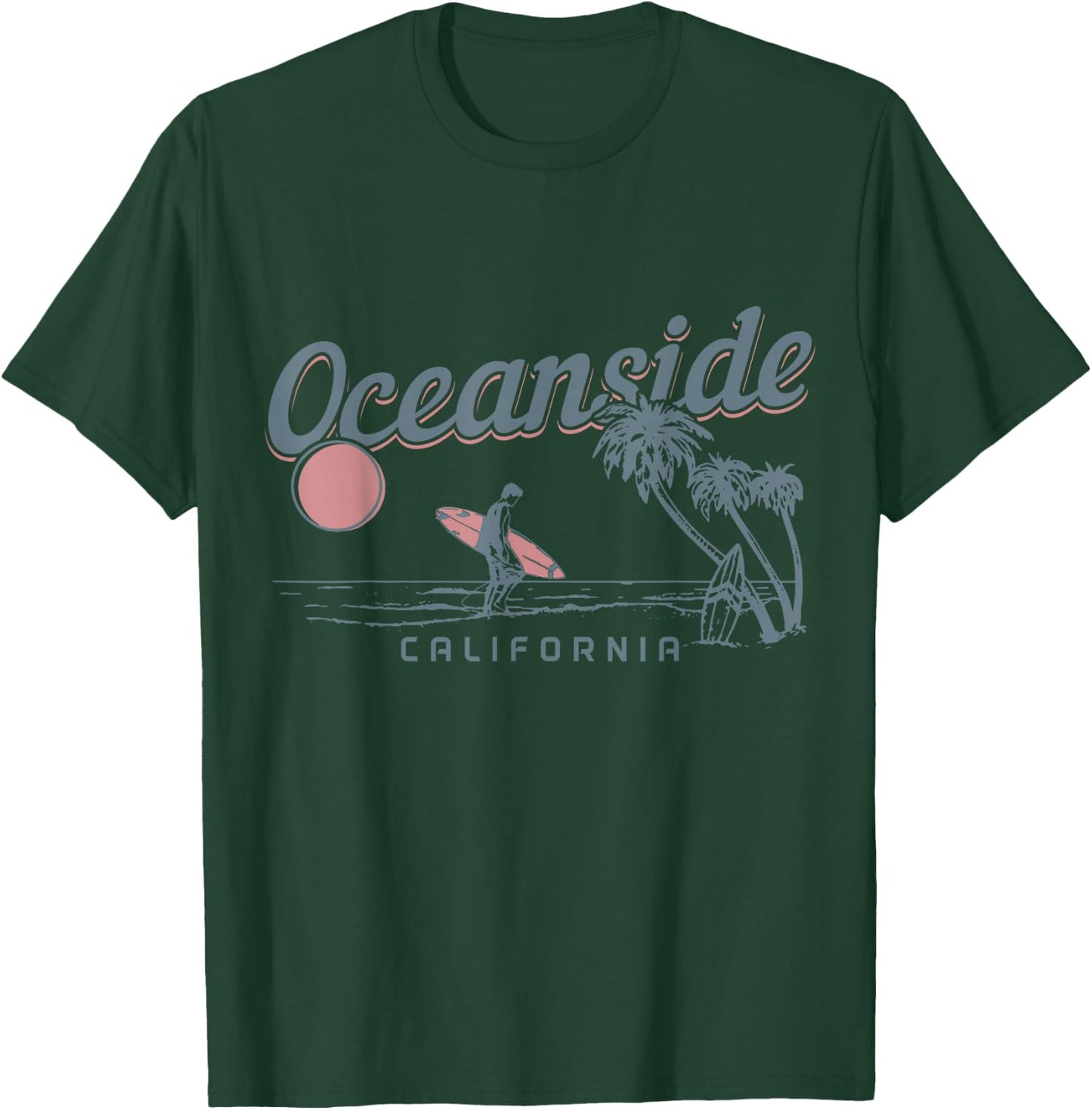 Oceanside California Surf Beach Vintage Souvenir Surfer T-Shirt - T-Shirt | Forest