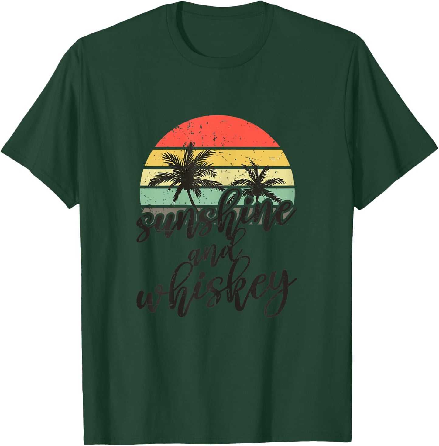 Sunshine And Whiskey Ladies Tropical Day Drinking T-Shirt - T-Shirt | Forest