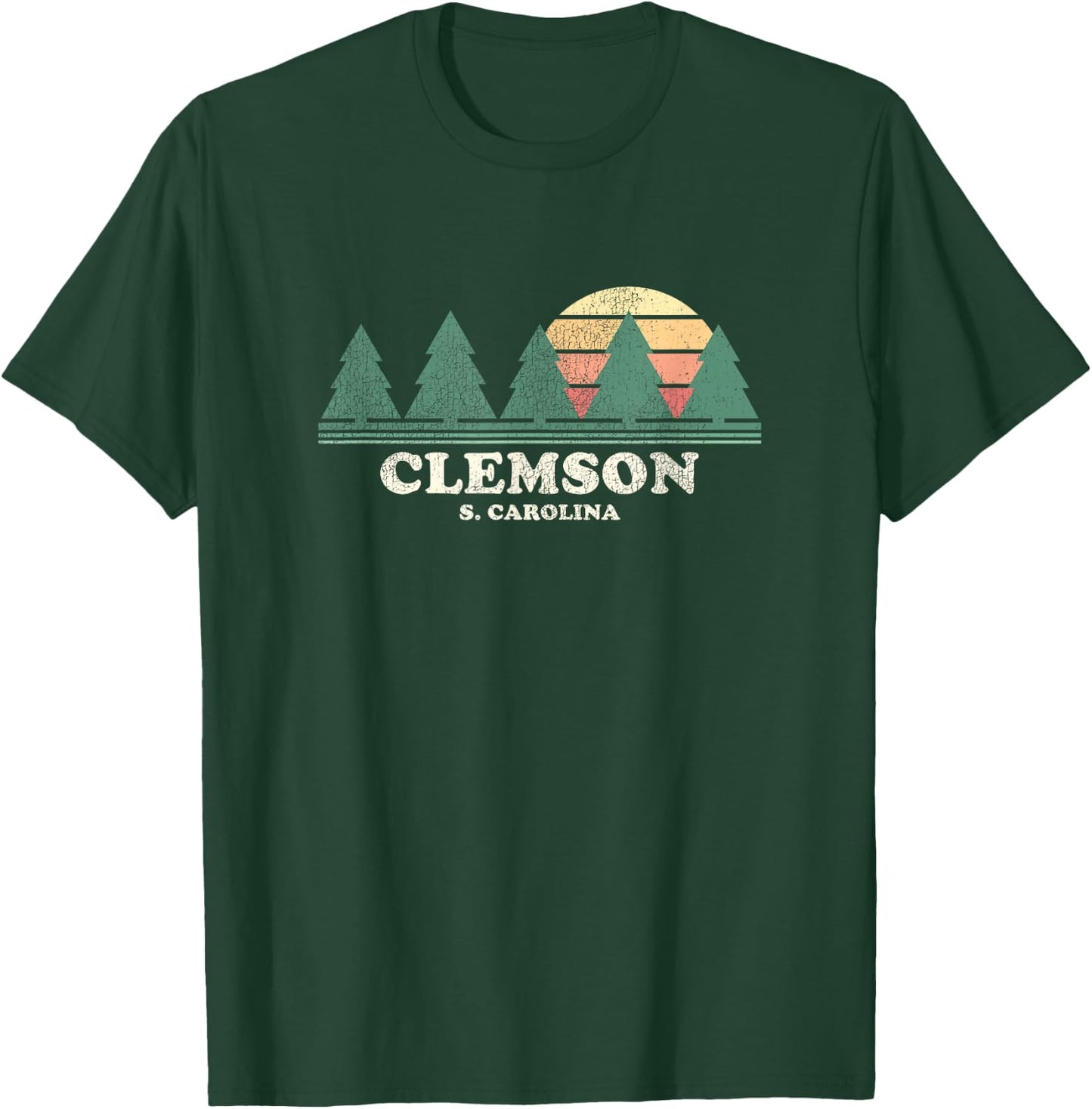 Clemson SC Vintage Throwback Retro 70s Design T-Shirt - T-Shirt | Forest