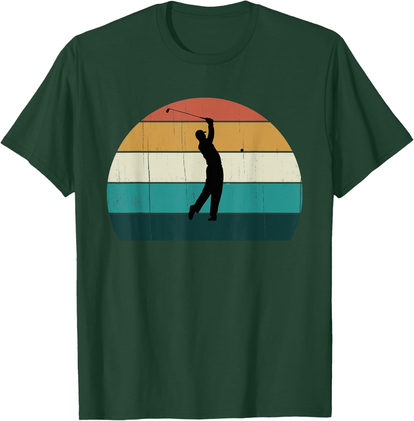 Retro Golfer Swing: Vintage Sunset Playing Golf / Lover Gift T-Shirt - T-Shirt | Forest