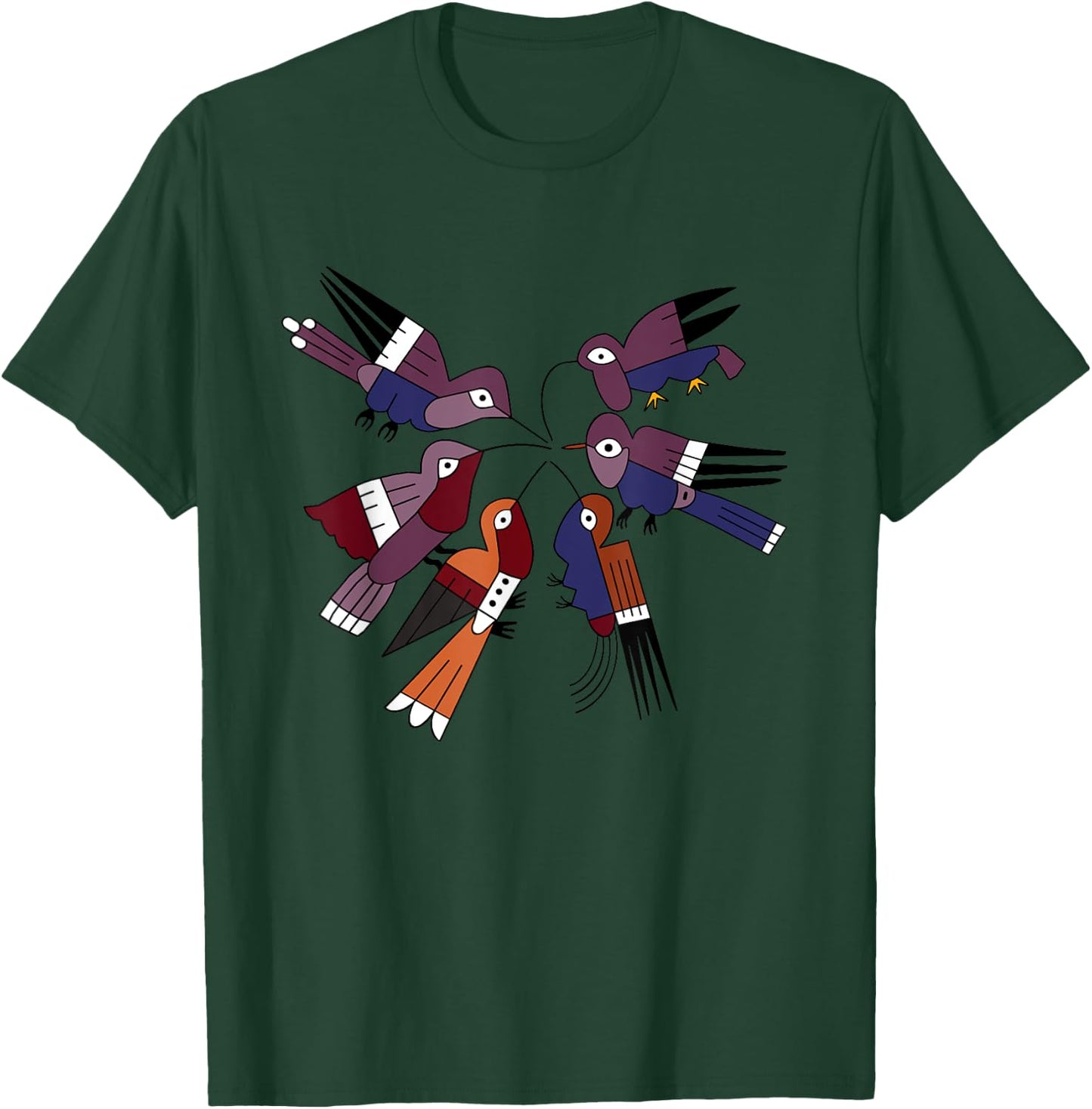 Nazca Hummingbird Tribal Ceramic Art Ancient Birds Peru Bird T-Shirt - T-Shirt | Forest