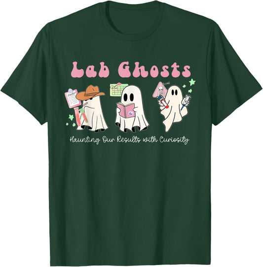 Halloween Costume Ghost Teacher Laboratory Lab Technologist Men Women T-Shirt - T-Shirt | Forest