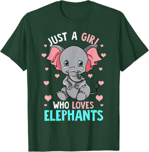 Just A Girl Who Loves Elephants Shirt Elephant Shirt Girls T-Shirt - T-Shirt | Forest
