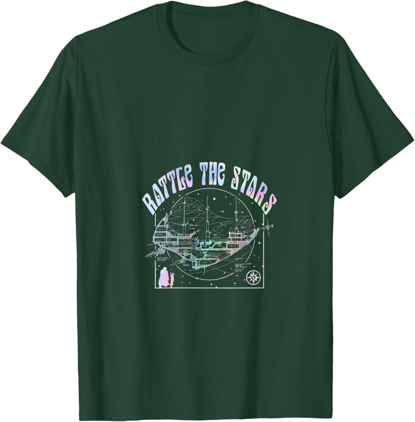 Disney Treasure Planet Vintage Rattle The Stars Rainbow Neon V-Neck T-Shirt - T-Shirt | Forest