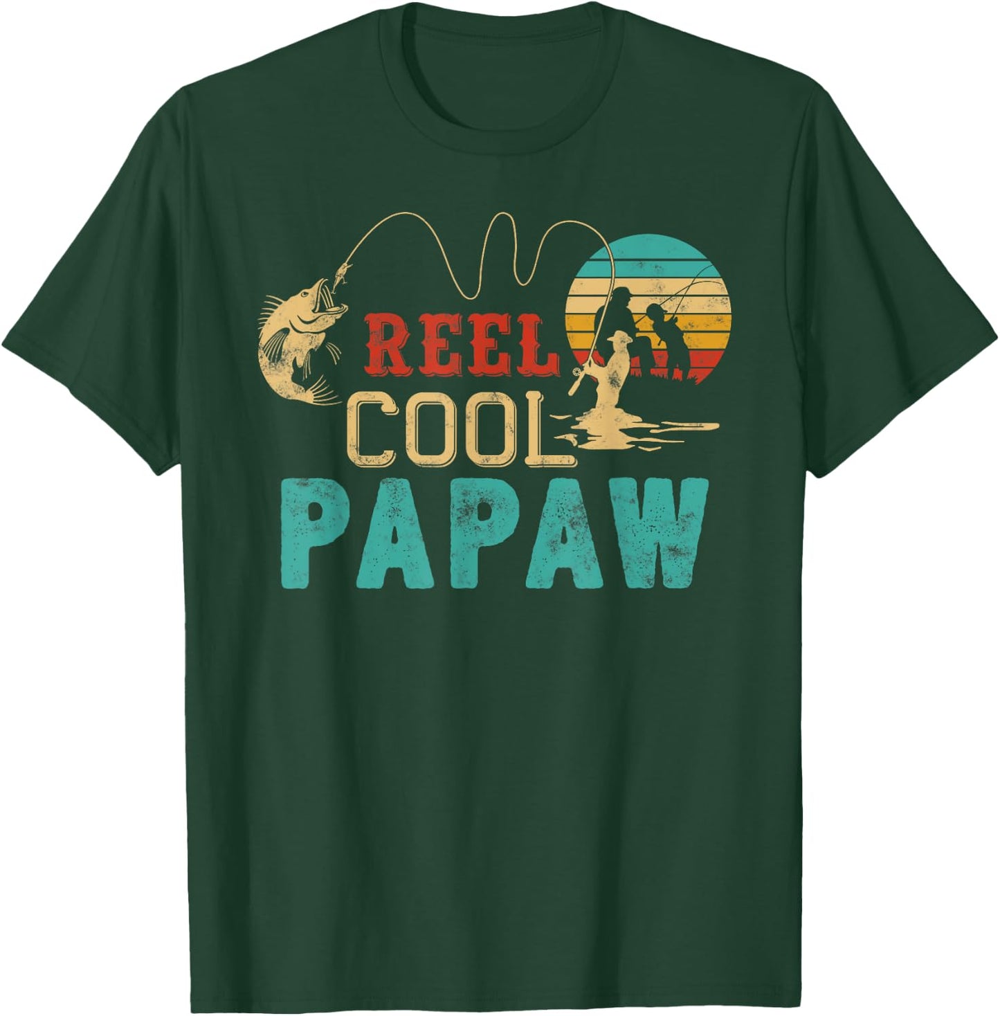 Fishing Reel Cool Papaw Father’s day gift Fisherman Papaw T-Shirt - T-Shirt | Forest