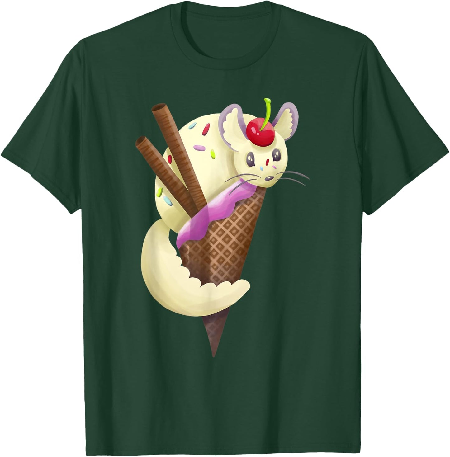 Punny Cute Vanilla Chinchilla Ice Cream Sundae T-Shirt - T-Shirt | Forest
