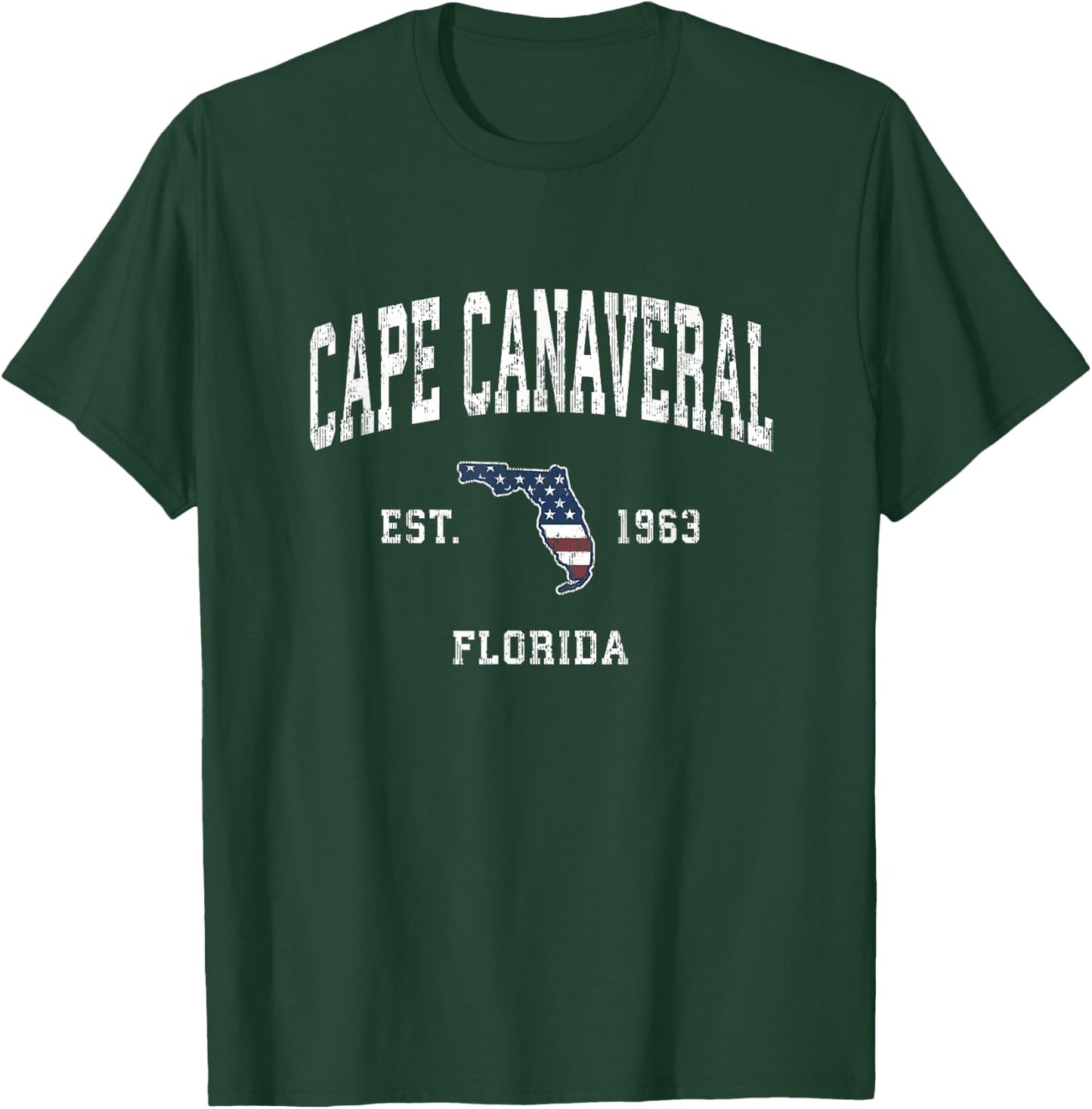Cape Canaveral Florida FL Vintage American Flag Design Kids Men T-Shirt - T-Shirt | Forest