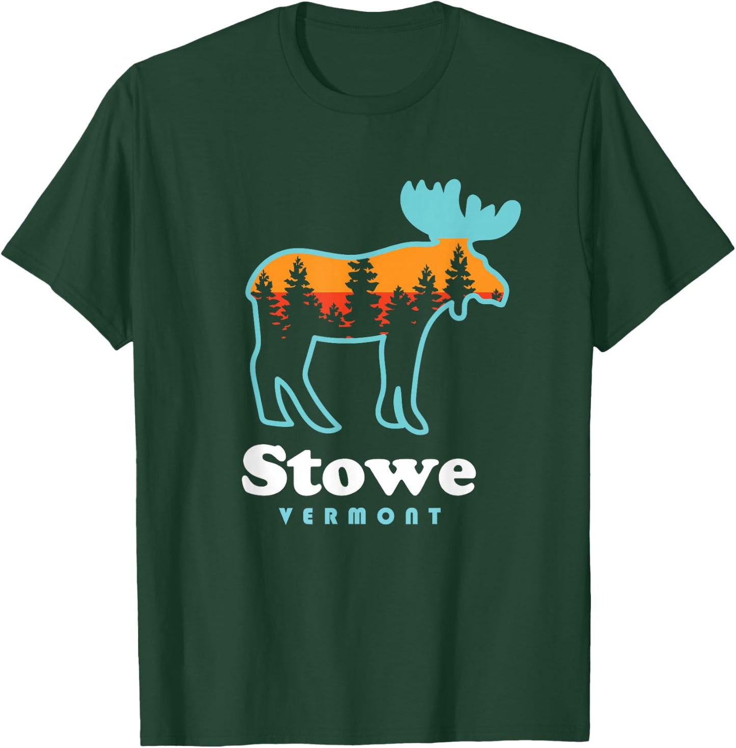 Stowe Vermont Skiing Mountains Stowe VT Moose T-Shirt - T-Shirt | Forest