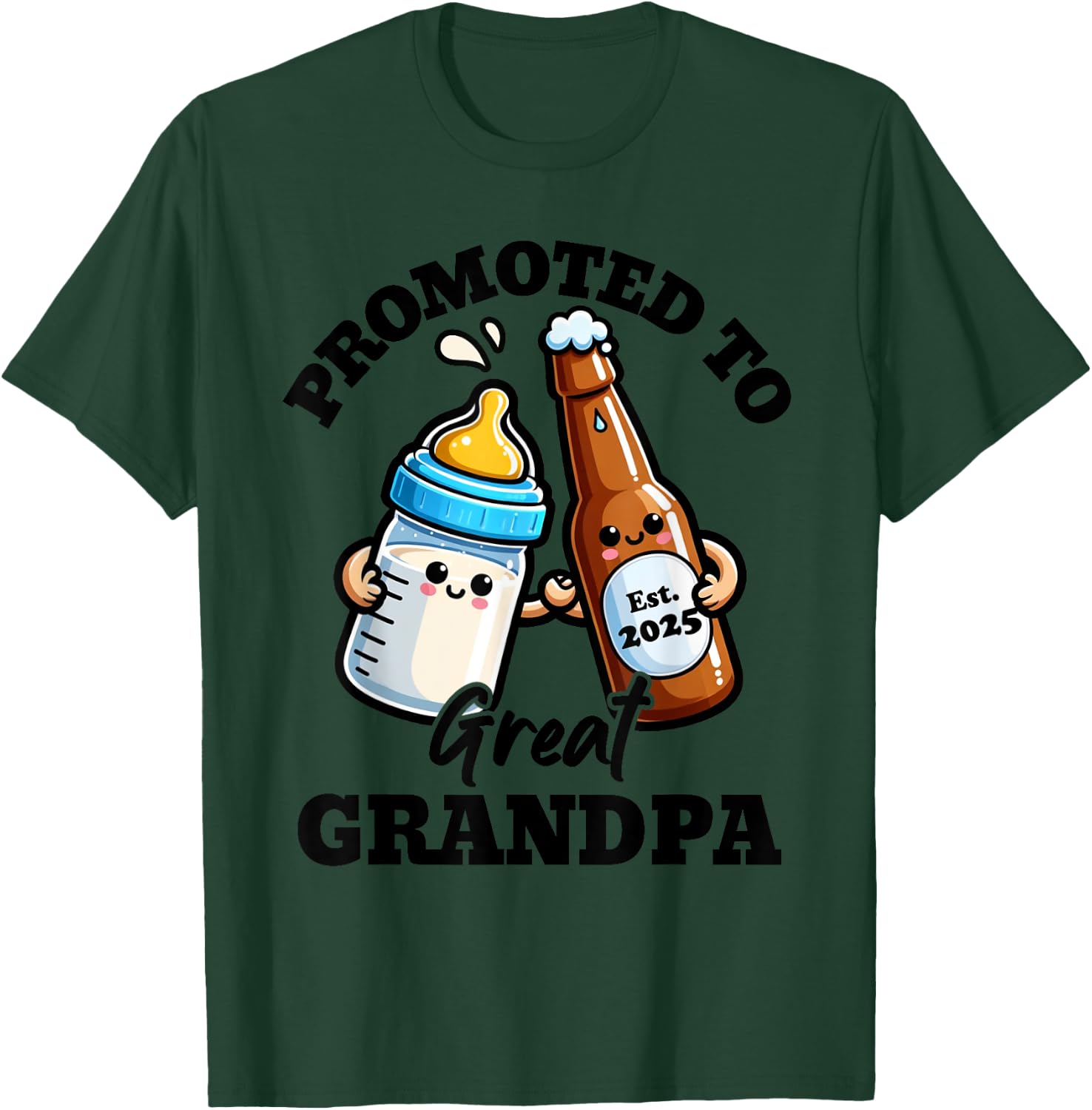 Promoted To Great Grandpa Est. 2025 T-Shirt - T-Shirt | Forest