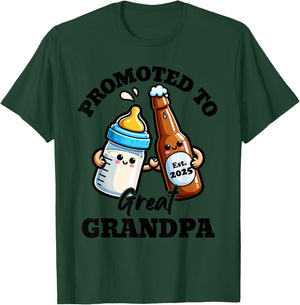 Promoted To Great Grandpa Est. 2025 T-Shirt - T-Shirt | Forest