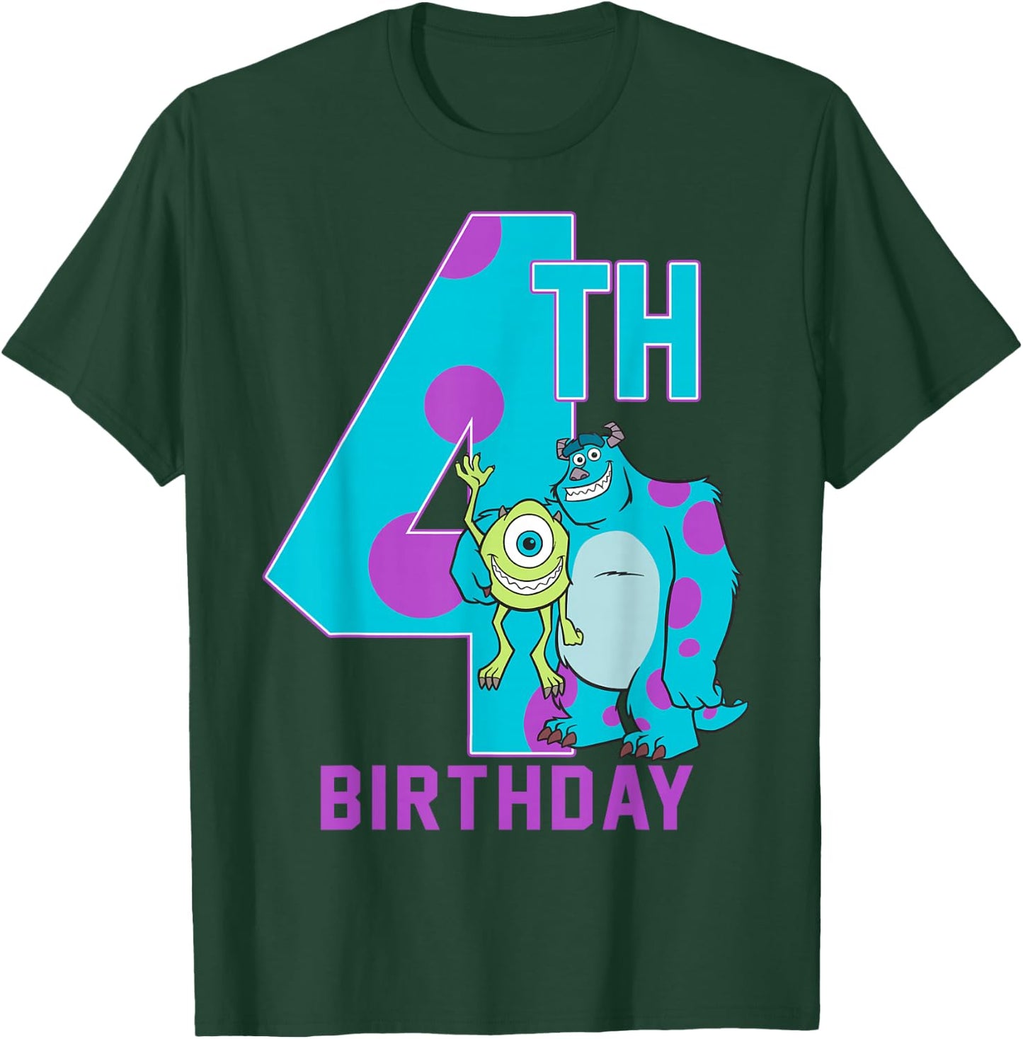Disney Pixar Monsters Inc. Mike & Sully Happy 4th Birthday T-Shirt - T-Shirt | Forest