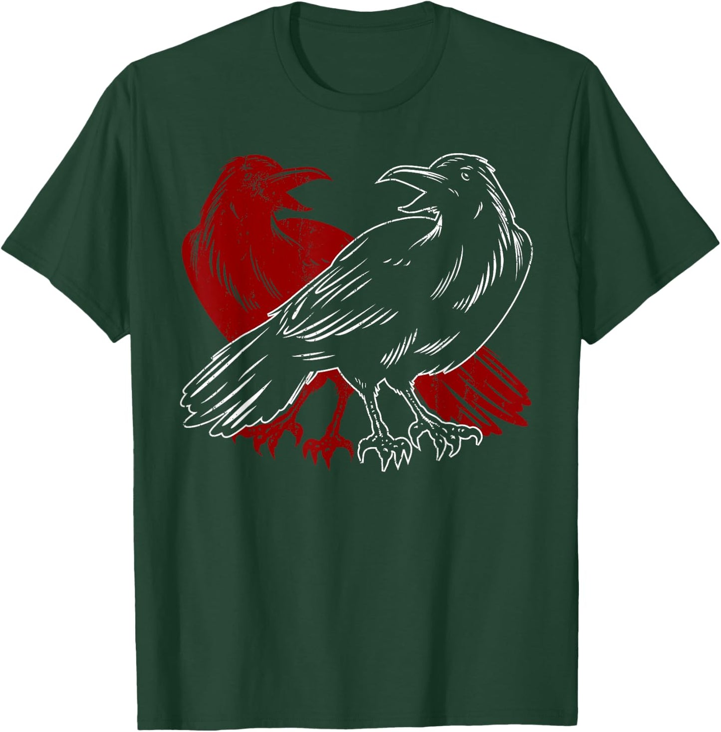 Red Raven Spooky Gothic Animal Forest Bird Black Crow T-Shirt - T-Shirt | Forest