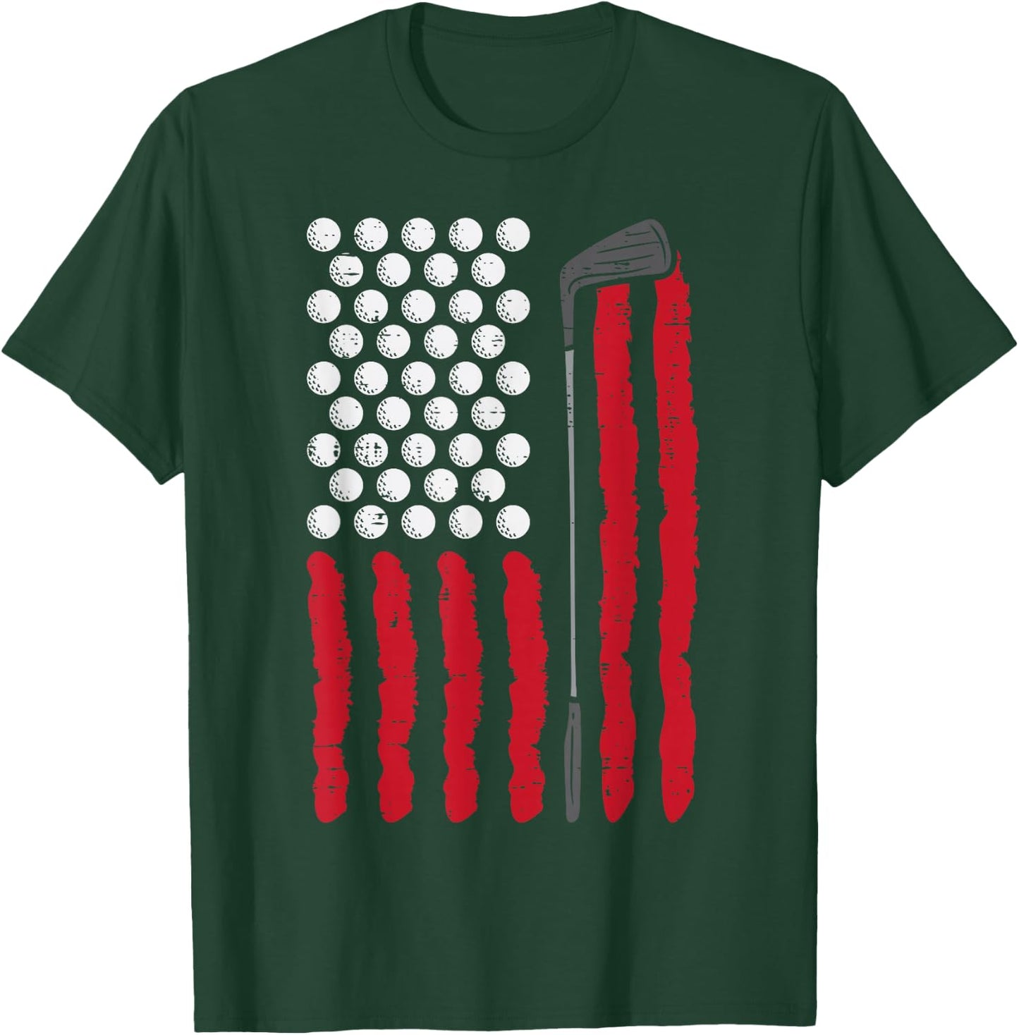 American Flag Golf Balls And Club Vintage Golfing Golfer T-Shirt - T-Shirt | Forest