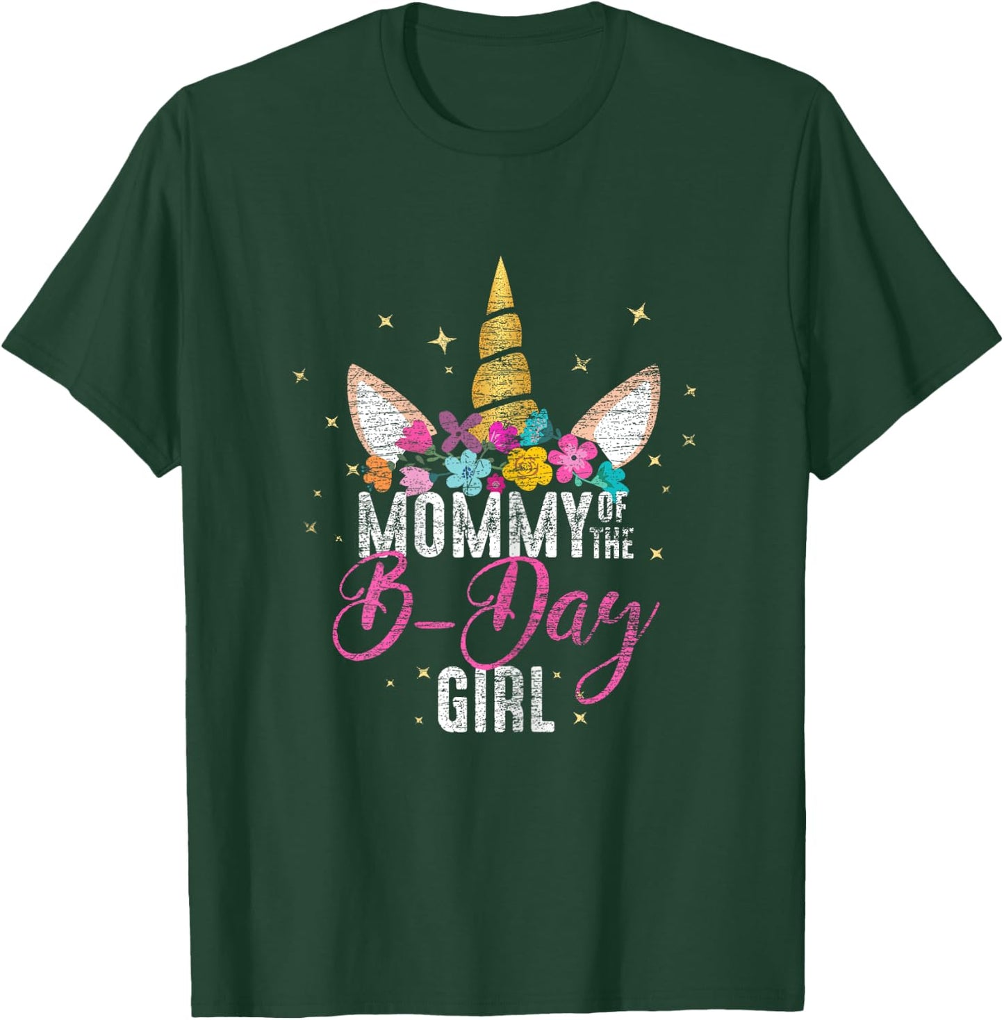 Mommy Of The B Day Girl Mother Gifts Unicorn Birthday T-Shirt - T-Shirt | Forest