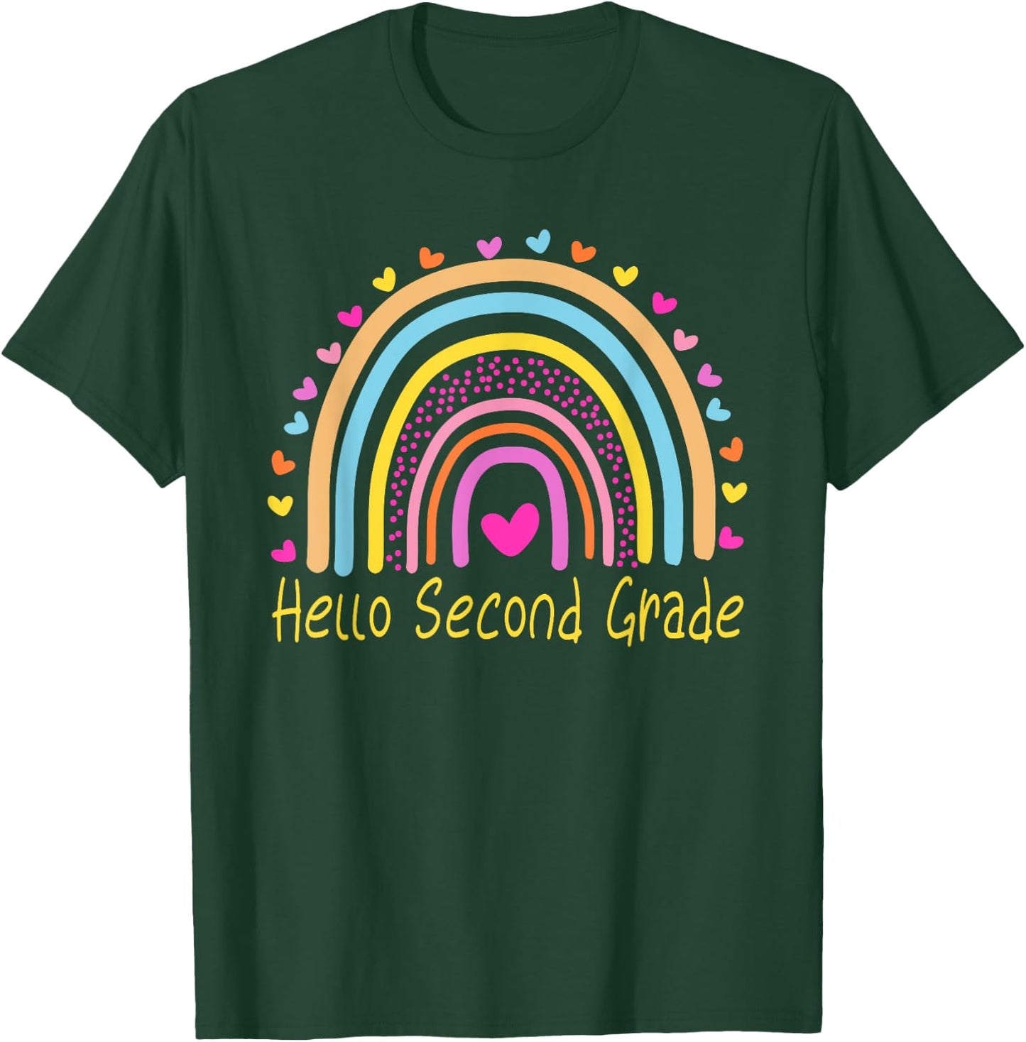 Hello Second Grade Teacher Rainbow T-Shirt - T-Shirt | Forest