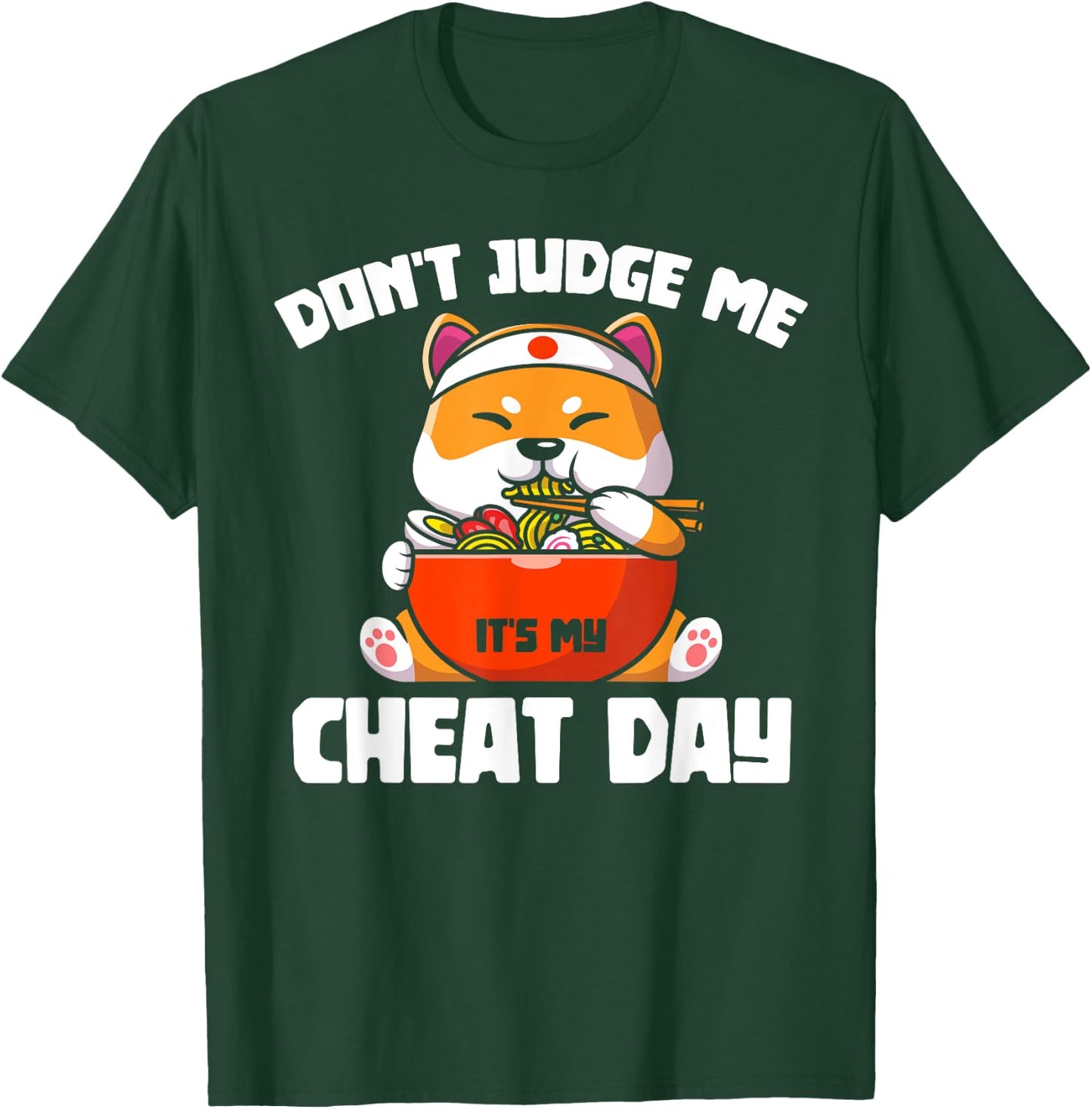 Funny Animal Lover Gift Cute Cat Gym Workout Cheat Day T-Shirt - T-Shirt | Forest