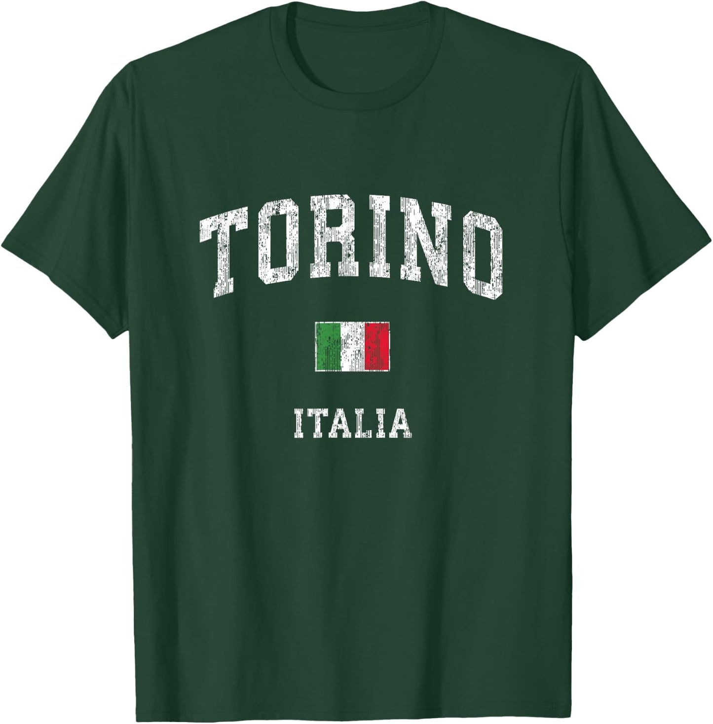 Turin Italy Torino Italia Vintage Athletic Sports Design T-Shirt - T-Shirt | Forest