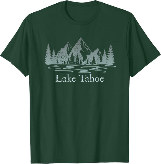 Lake Tahoe CA/NV Mountain Resort Weathered Design Souvenir T-Shirt - T-Shirt | Forest