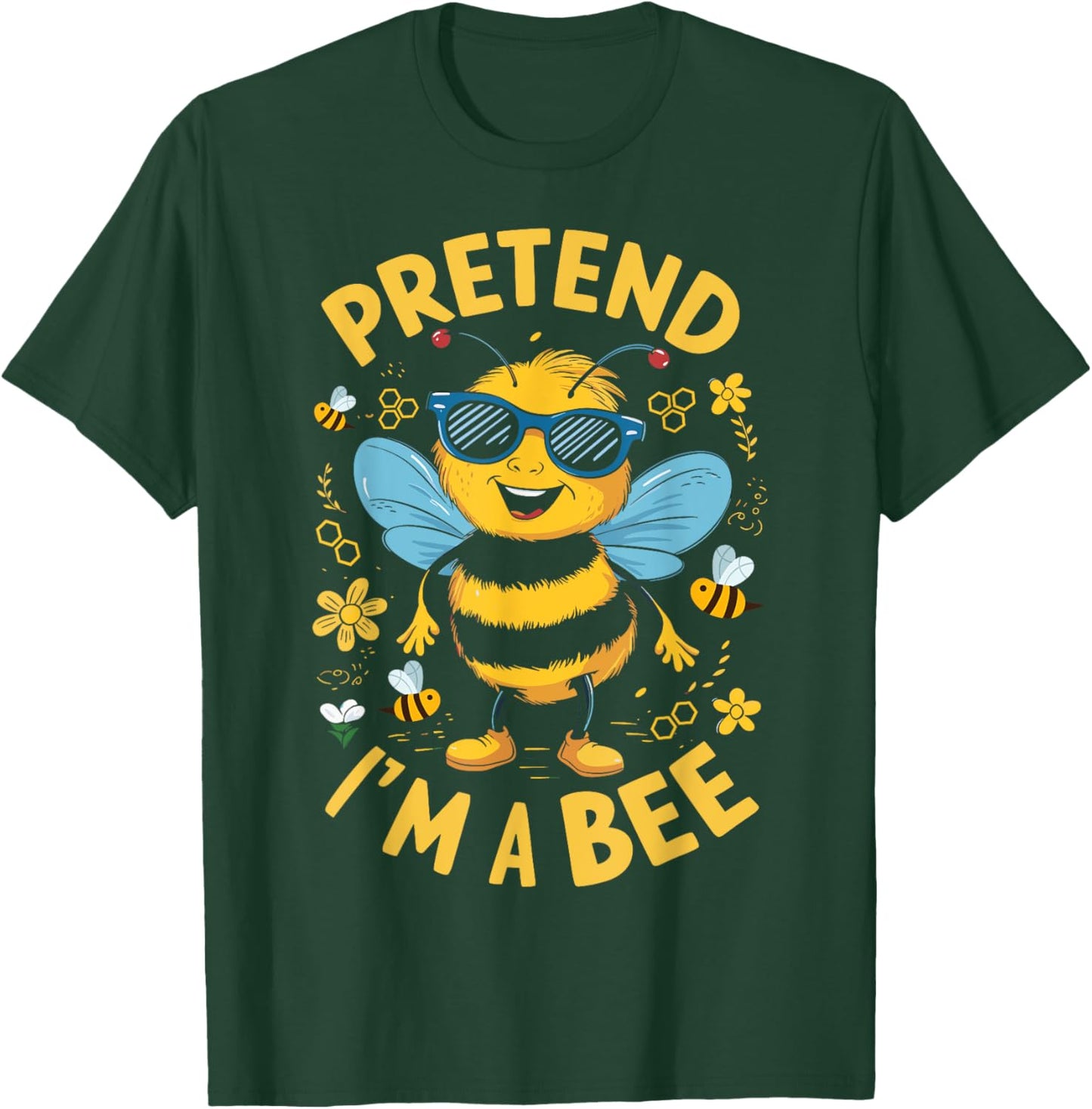 Pretend I'm A Bee Funny Lazy Halloween Matching Costume T-Shirt - T-Shirt | Forest