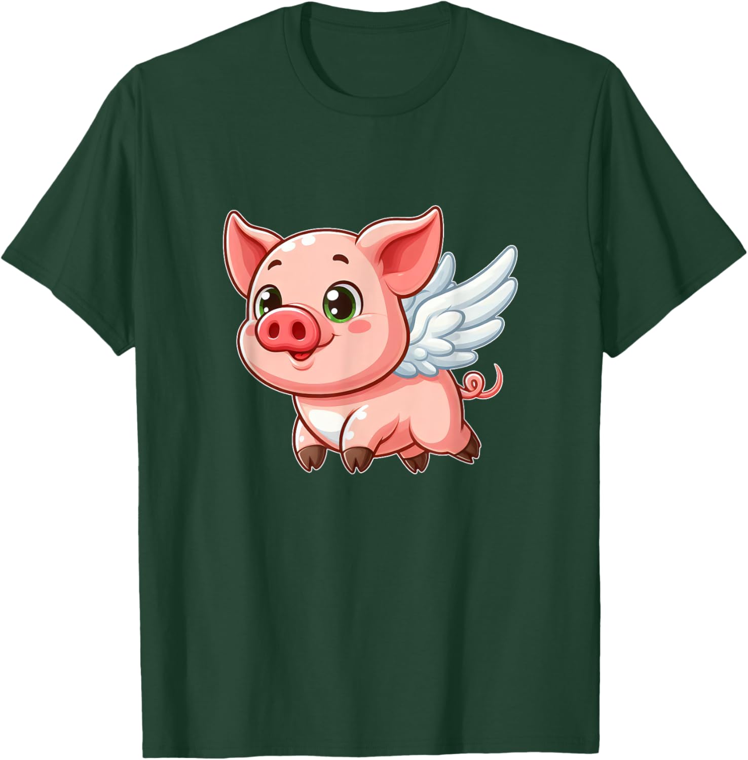 Cute Cartoon Pig Angel with Wings Halo Farmer T-Shirt - T-Shirt | Forest