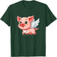 Cute Cartoon Pig Angel with Wings Halo Farmer T-Shirt - T-Shirt | Forest