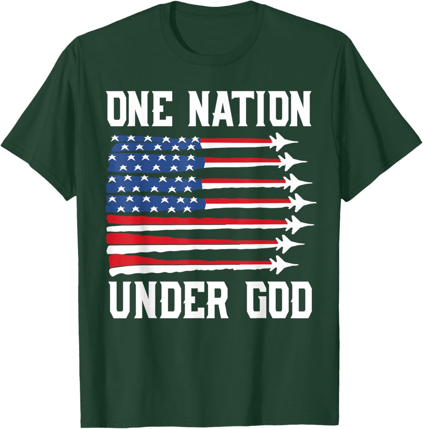 Boy 4th July One Nation Under God USA Fighter Jet Patriotic T-Shirt - T-Shirt | Forest