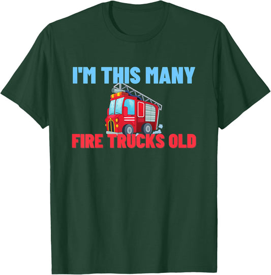 Kids Fire Truck 1st Birthday Gift Kids Boy Firefighter 1 Year T-Shirt - T-Shirt | Forest
