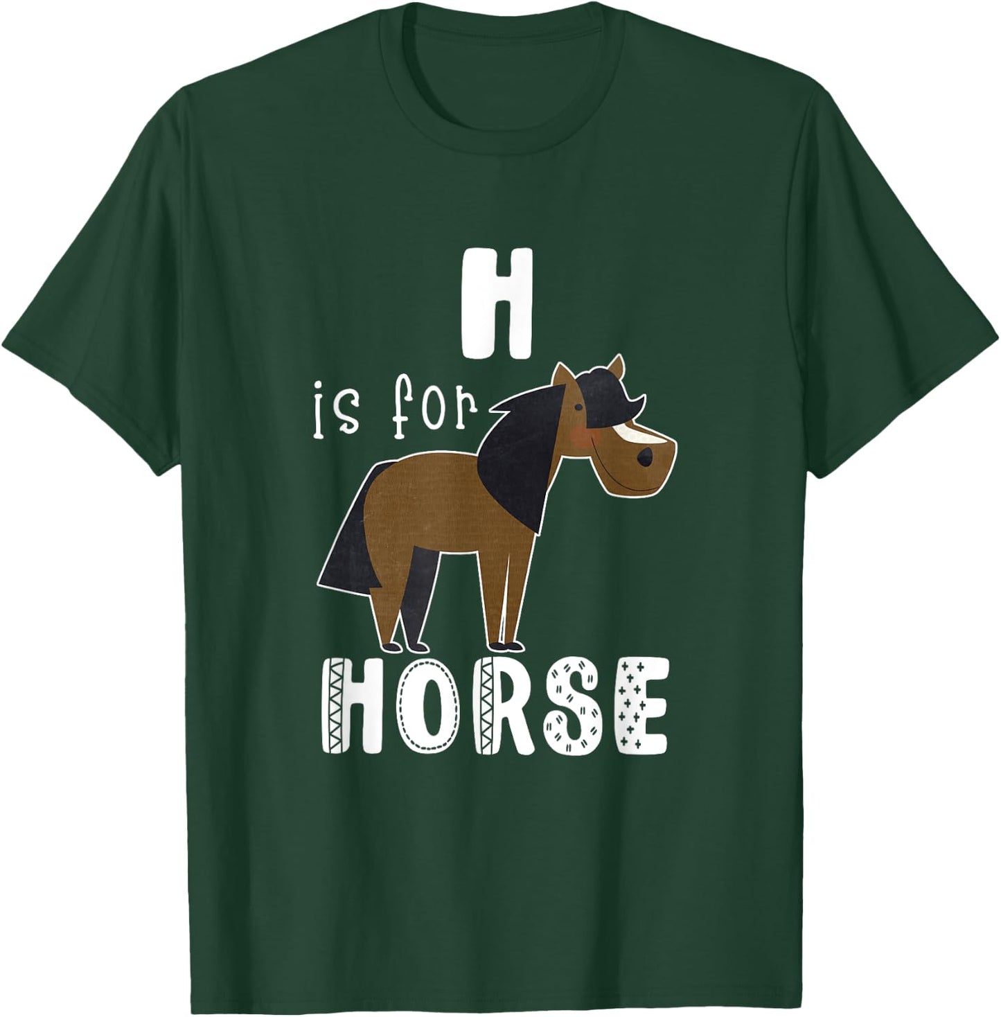 Horse Letter H Alphabet T-Shirt - T-Shirt | Forest