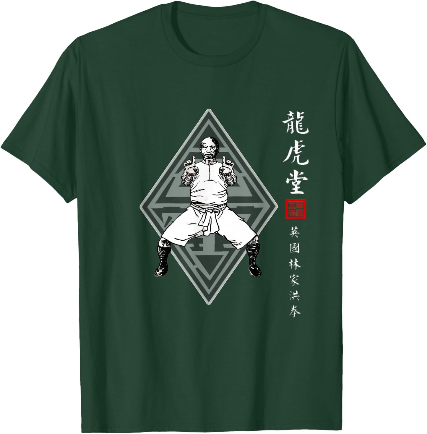 Fei Long Design Hub Hung Gar Kuen Kung Fu Master - Black, Small, -Adults and Kids, Short Sleeve, Classic Fit, Tiger Pattern T-Shirt - T-Shirt | Forest