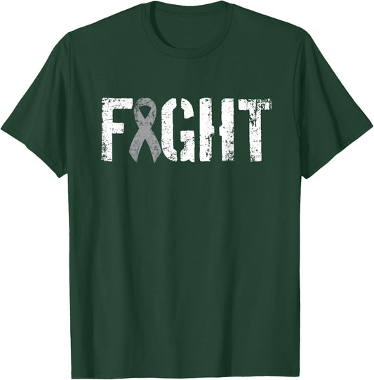 Fight Brain Cancer - Gray Tumor Awareness Ribbon T-Shirt - T-Shirt | Forest