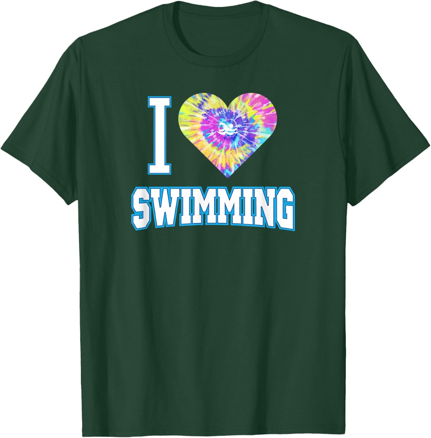 I Love Swimming Tie Dye Heart T-Shirt - T-Shirt | Forest