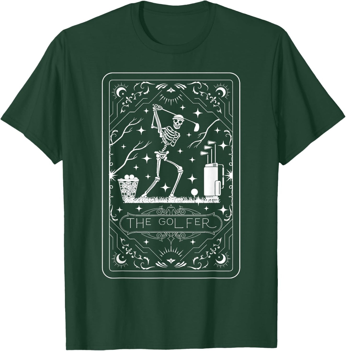 Golfer Tarot Card Celestial Skeleton Golf Player Golfing T-Shirt - T-Shirt | Forest