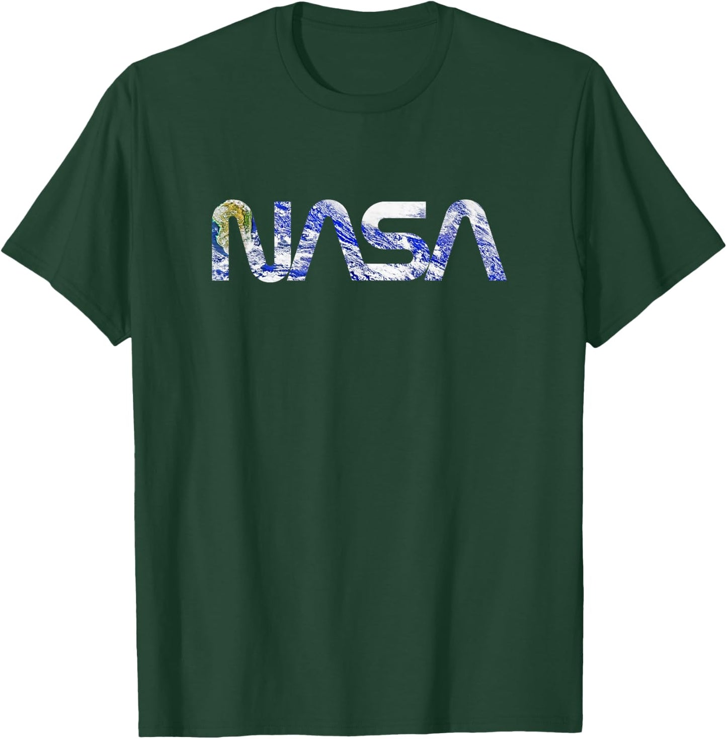 NASA Earth Photo Filled Worm Logo Space Science T-Shirt - T-Shirt | Forest