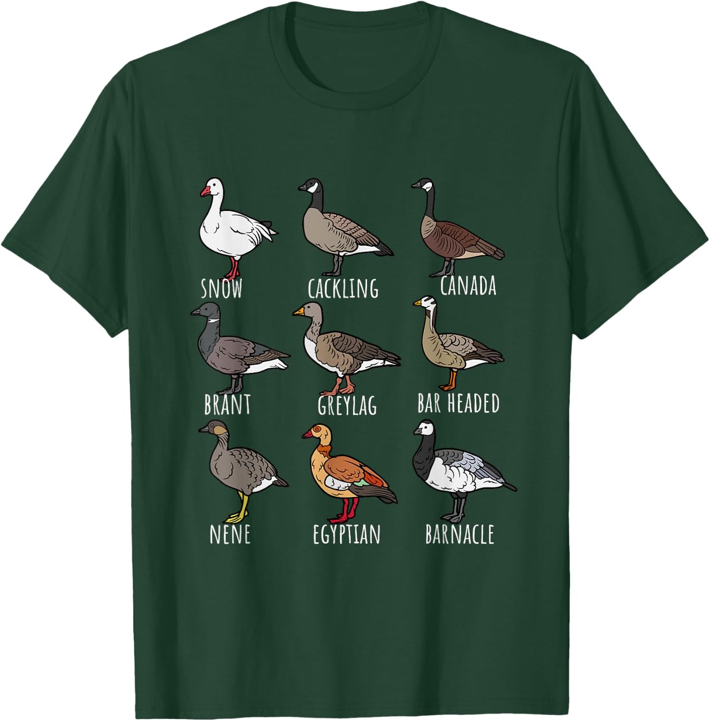 Type Of Geese Chart Variety For Nature Lovers Bird Watchers T-Shirt - T-Shirt | Forest