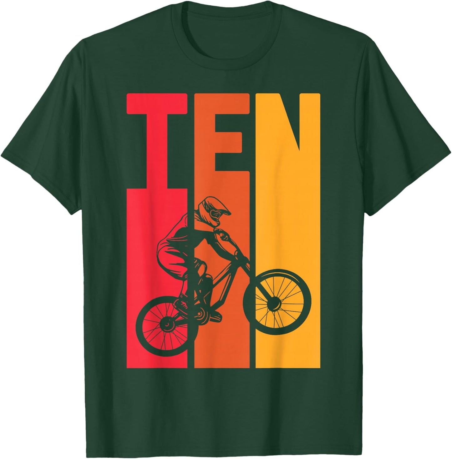 10 Year Old MTB Birthday Party Boys Downhill Mountainbike T-Shirt - T-Shirt | Forest